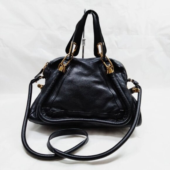 CHLOE Black Leather Medium Paraty Bag - Picture 1 of 9